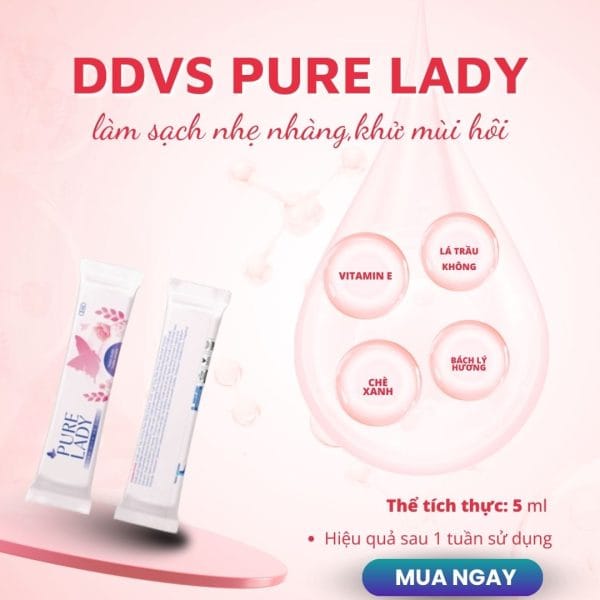 Dung dịch vệ sinh phụ nữ Pure Lady giúp khử mùi vùng kín 30 gói 5ml