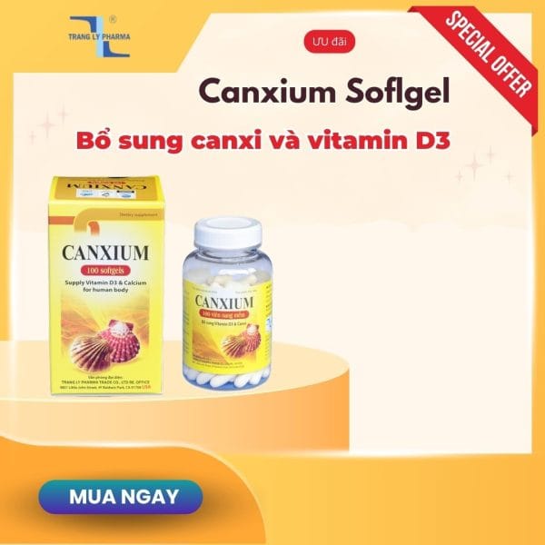 Canxium Soflgel bổ sung canxi và vitamin D3 lọ 100 viên