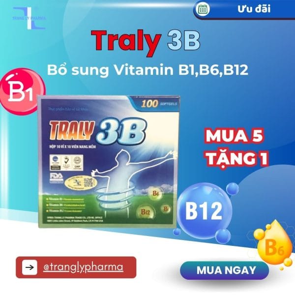 Traly 3B bổ sung vitamin nhóm B, tăng cường sức khỏe hộp 100 viên