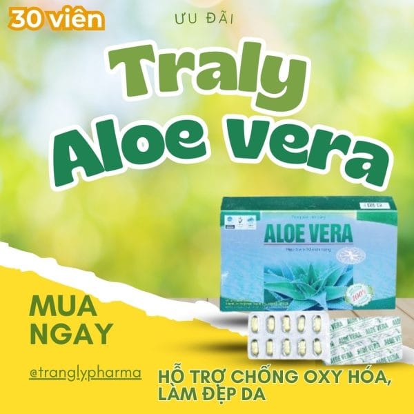 Traly Aloe Vera hỗ trợ chống oxy hóa, làm đẹp da hộp 30 viên